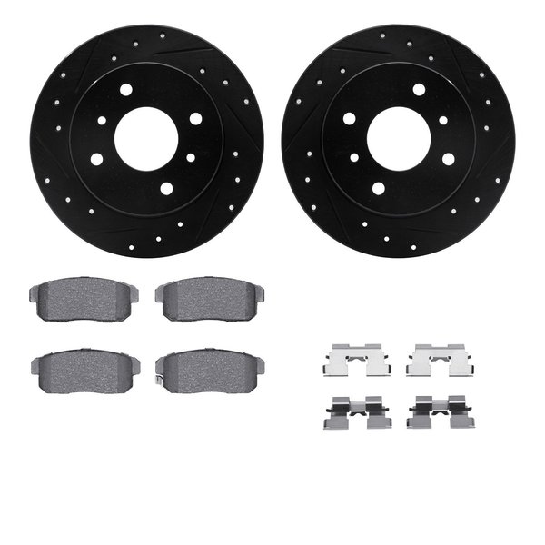 Dynamic Friction Co 8312-67095, Rotors-Drilled, Slotted-BLK w/ 3000 Series Ceramic Brake Pads incl. Hardware, Zinc Coat 8312-67095